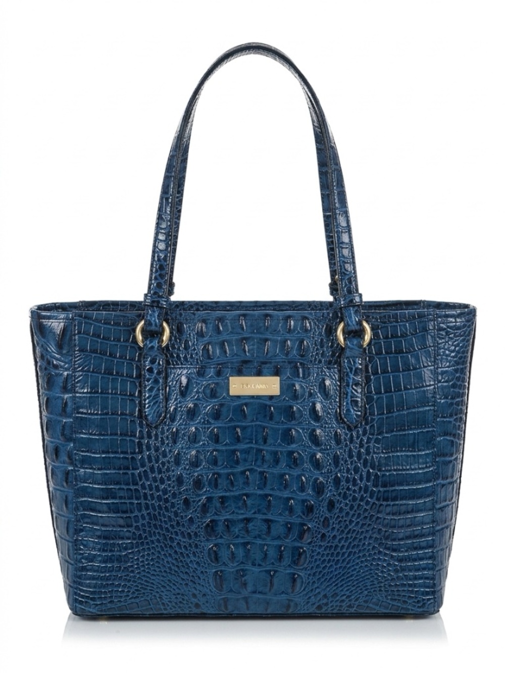 Brahmin Medium Asher Tote Melbourne Croc Embossed in Navy Blue